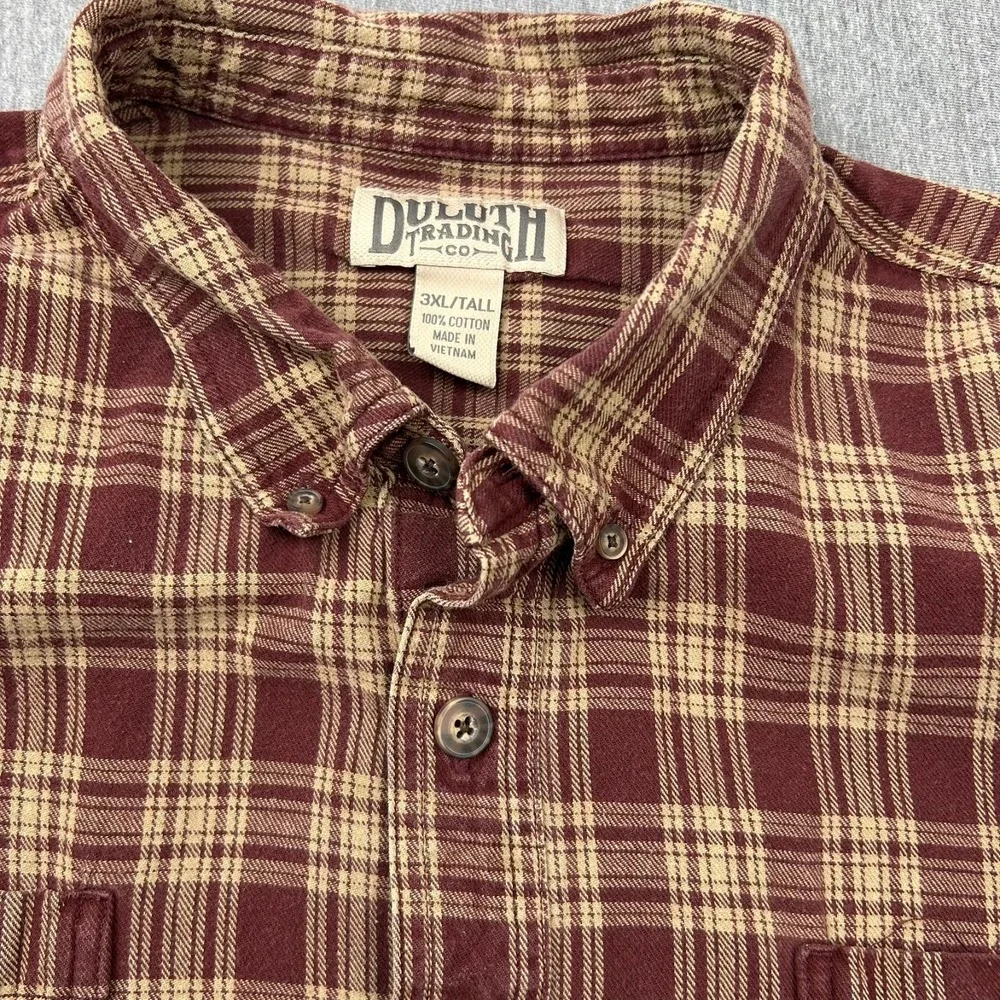 Duluth Trading Free Swingin Relaxed Fit‎ Flannel Shirt Mens 3XLT Long Sleeve Red
